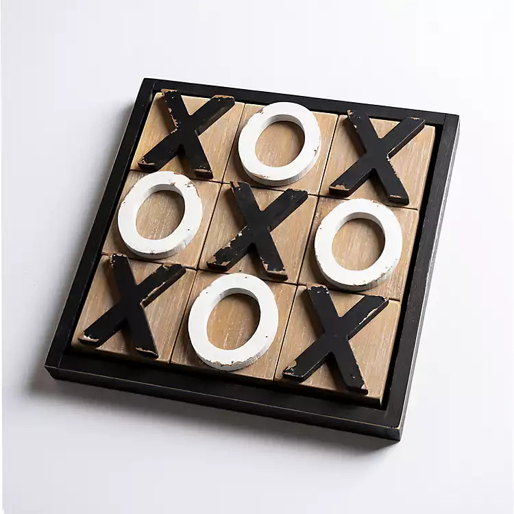 Black and White Wood Tic Tac Toe Board | Kirkland's Home