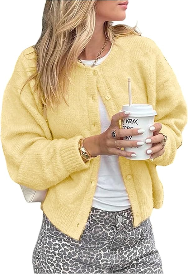 GORGLITTER Women's Button Up Knit Cardigan Open Front Casual Dressy Fall Trendy 2025 Cute Long Sl... | Amazon (US)