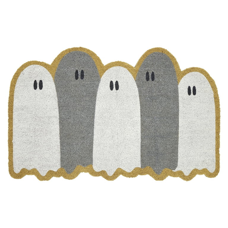 My Texas House Grey/White Ghosts Halloween Outdoor Coir Doormat, 30" x 48" | Walmart (US)