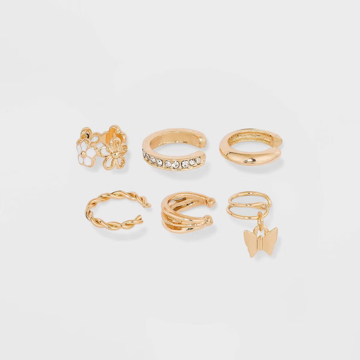 Flower and Butterfly Ear Cuff Set 6pc - Wild Fable™ Gold | Target