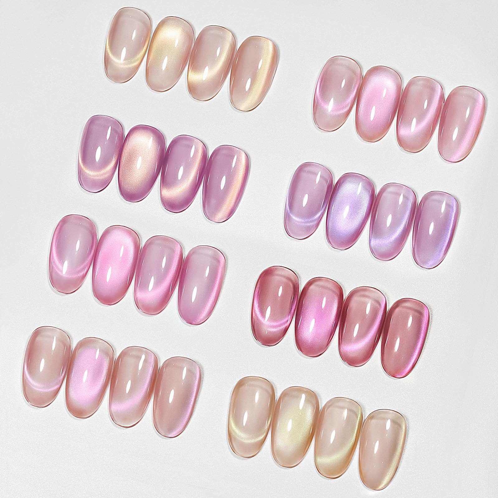 MIZHSE Cat Eye Gel Nail Polish, 8 Colors Pink Magnetic Gel Polish Set with Magnet Stick, Ceramics... | Amazon (US)