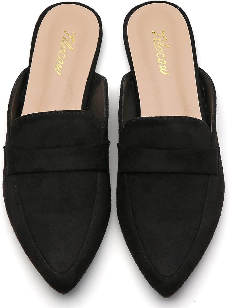 Tilocow Slip On Mules for Women Open Back Closed Pointed Toe Flats Womens Business Work Shoes Fla... | Amazon (US)