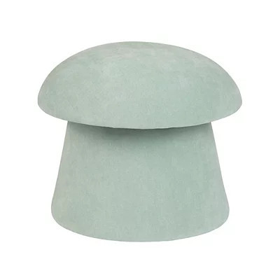Light Green Chenille Mushroom Storage Ottoman, Green, 15H x 17.5 , Wood | Kirkland's Home | Kirklands