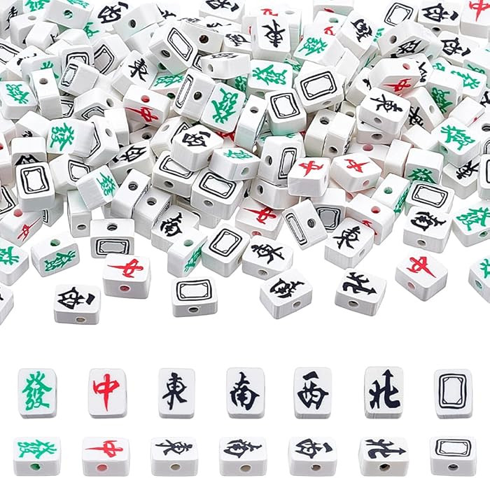 NBEADS 200 Pcs Bulk Mahjong Beads, Mahjong Tile Polymer Clay Beads Loose Spacer Beads for Bracele... | Amazon (US)