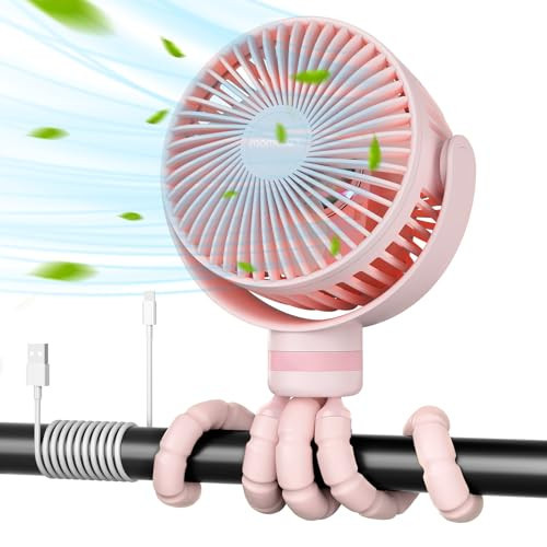 Momcozy Portable Stroller Fan, 8000mAh, 27H Ultra-long Battery Life, Detachable 4 Speed 360°Rotate, LED Night Light with 2 Modes, USB Rechargeable Handheld Cooling Fan for Travel, Car Seat, Bedroom | Amazon (US)