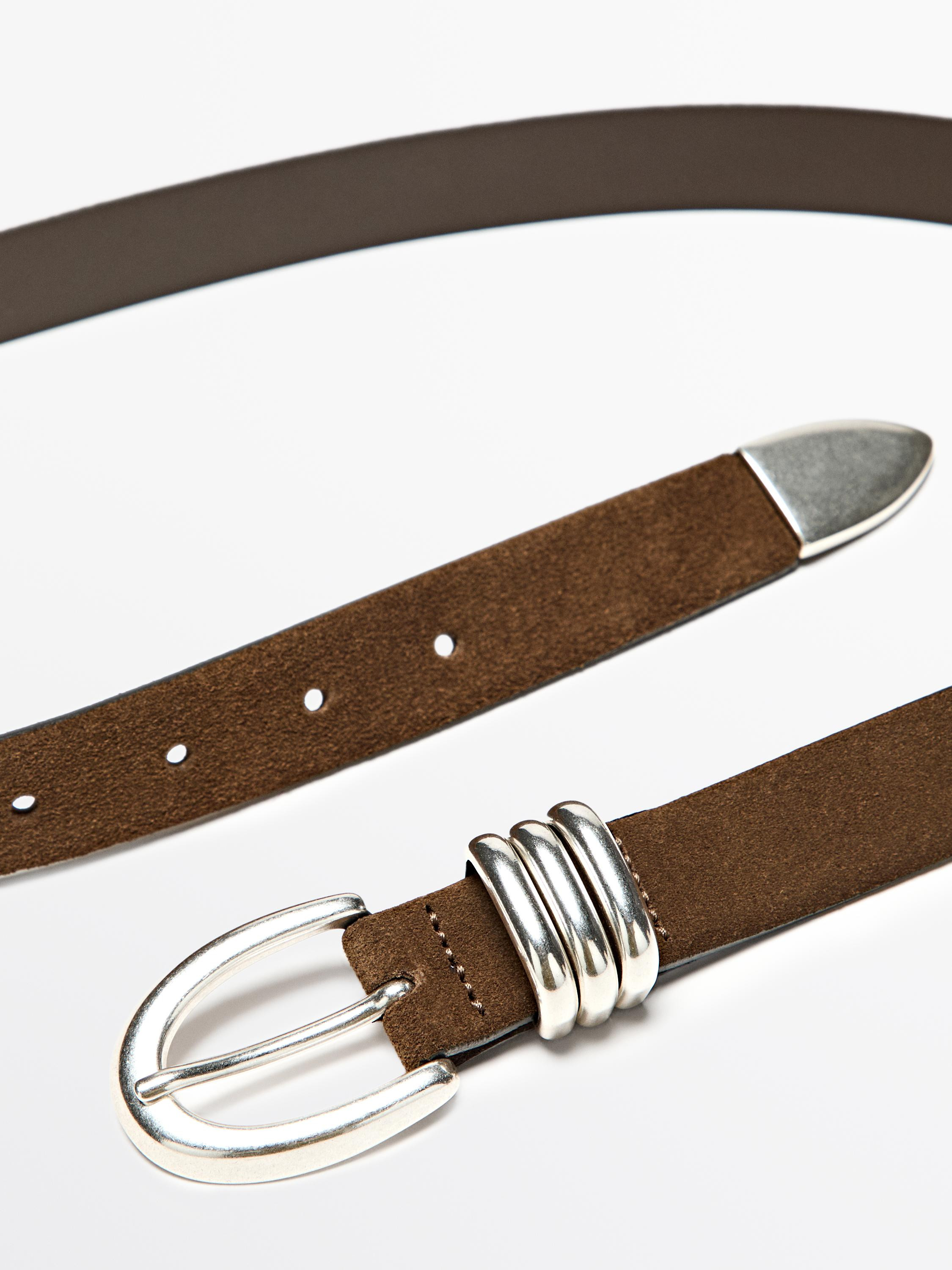 Nappa leather belt with metallic detail | Zara US