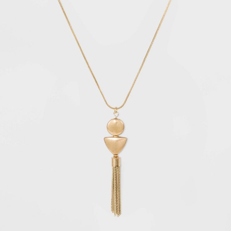 Worn Gold Pendant Necklace with Tassel - Universal Thread™ Gold | Target