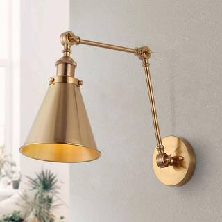 JONATHAN Y Rover 7 in. Adjustable Arm Metal Brass LED Wall Sconce JYL7461A - The Home Depot | The Home Depot