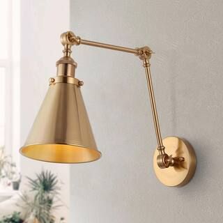 JONATHAN Y Rover 7 in. Adjustable Arm Metal Brass LED Wall Sconce JYL7461A | The Home Depot
