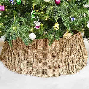 Rocinha Rattan Christmas Tree Collar Basket - Rustic Handcrafted Tree Ring | Amazon (US)