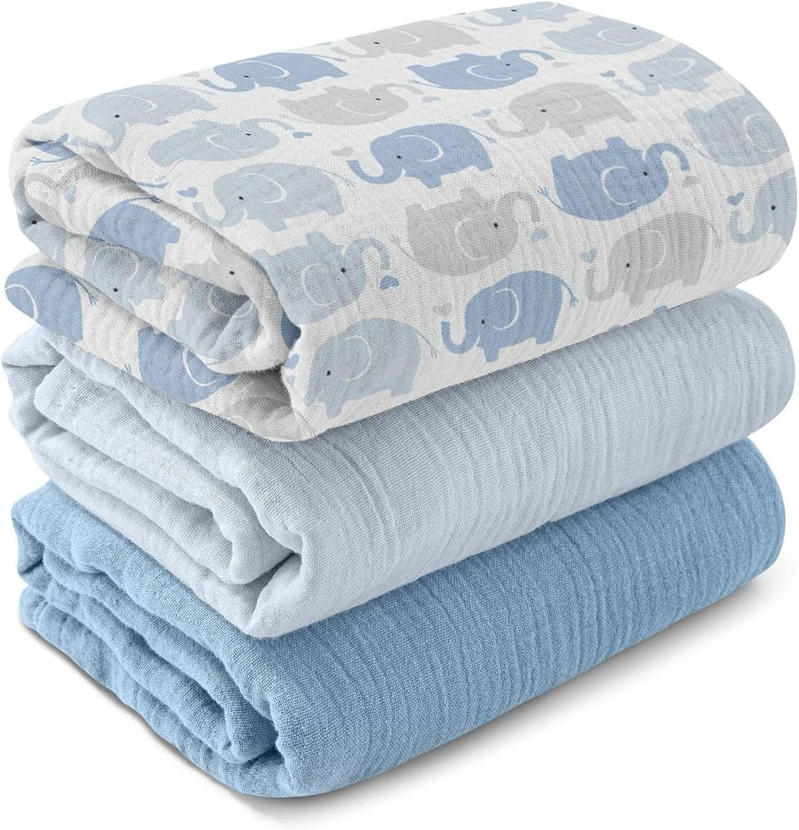 Muslin Swaddle Blankets for Newborn, 3-Pack Cotton Receiving Blankets, Large 40 x 38 inches, Baby... | Amazon (US)