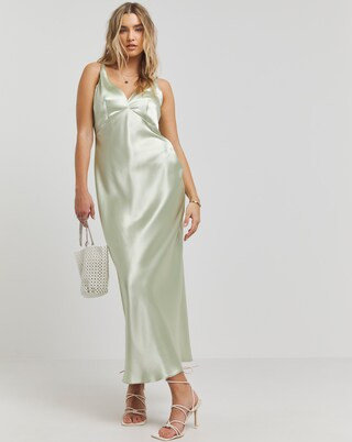 Sage Satin Cami Slip Dress | Simply Be | Simply Be (UK)
