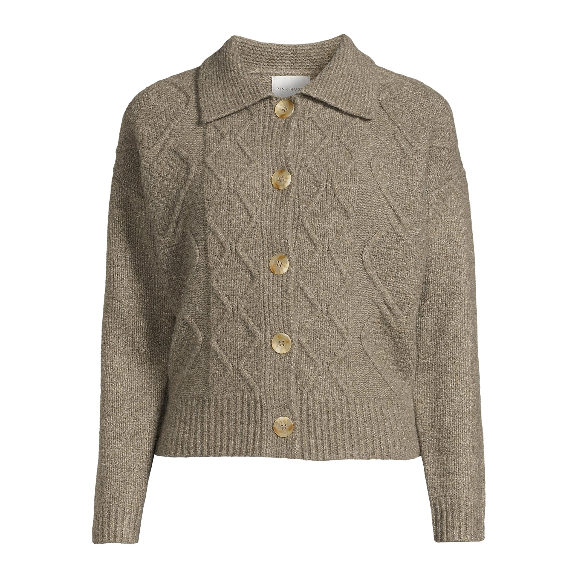 Pink Rose Juniors Button Front Cardigan Sweater with Long Sleeves, Sizes S-L | Walmart (US)