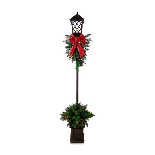Pre-Lit Christmas Lamp Post with 25 Warm White LED Lights, 6 ft, by Holiday Time | Walmart (US)