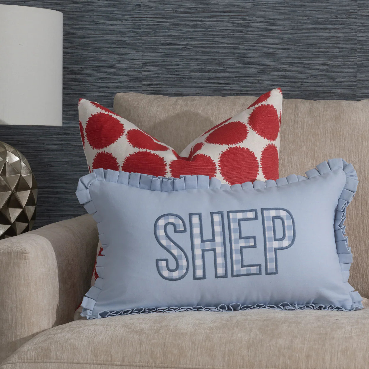 Light Blue Box Pleat x Sky Blue Gingham | Rooney Embroidery