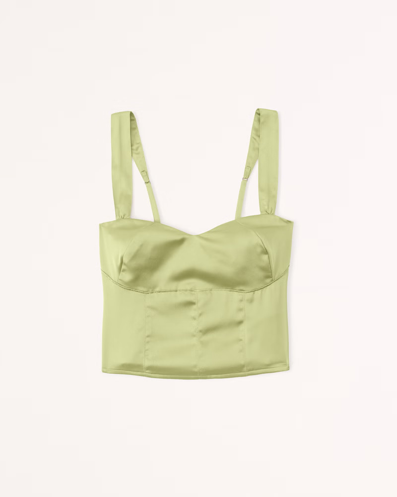 Abercrombie & Fitch Women's Cropped Satin Corset Top in Green - Size XS | Abercrombie & Fitch (US)