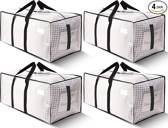 Supports 200lbs Heavy Duty Moving Bags - Strong Zipper & Wrap-Around Handles - Water-Resistant St... | Amazon (US)