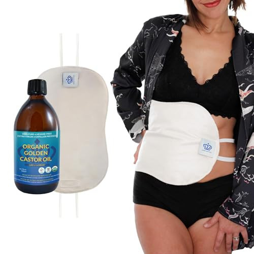 QUEEN OF THE THRONES Castor Oil Pack for Liver Kit - Heatless, Less-Mess, Reusable - Organic Cotton Flannel, Comfort Fit, Soft Straps & Naturopathic Doctor Designed (16.9 oz Castor Oil Included) | Amazon (US)