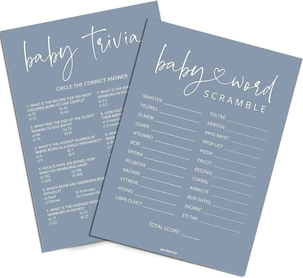GardenCity Baby Shower Games Boy - Baby Trivia & Baby Word Scramble Game, 50 Double-Sided Cards (... | Amazon (US)