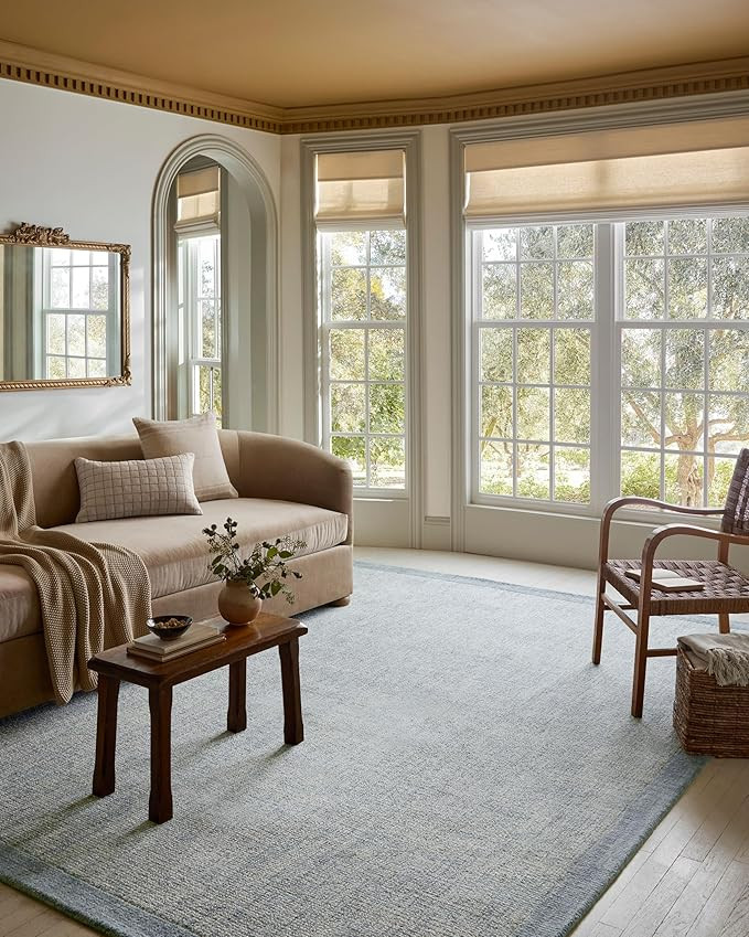 Loloi Magnolia Home by Joanna Gaines Henley Collection HNY-01 Ivory/Blue 5'-0" x 7'-6" Area Rug | Amazon (US)