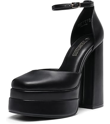 Amazon.com | DREAM PAIRS Women’s High Chunky Platform Closed Toe Block Heels Square Toe Ankle S... | Amazon (US)