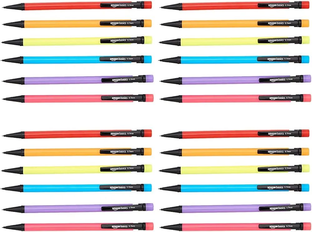 Amazon Basics Mechanical Pencils, Medium Point (0.7 mm) - 24-Pack, Multicolor | Amazon (US)