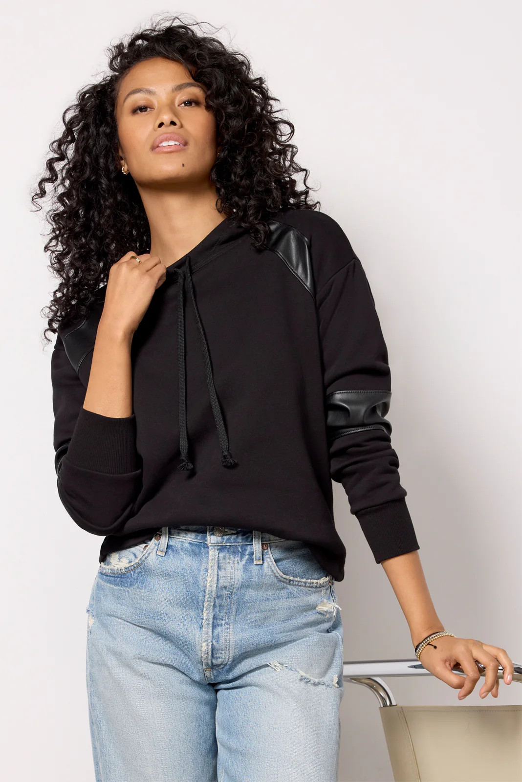 Nickie Faux Leather Hoodie | Evereve