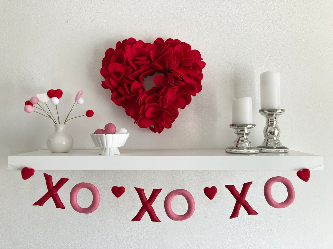 Valentines XOXO Banner/ Valentines Day Garland/felt Garland/valentines Decor/felt Banner/wall Dec... | Etsy (US)