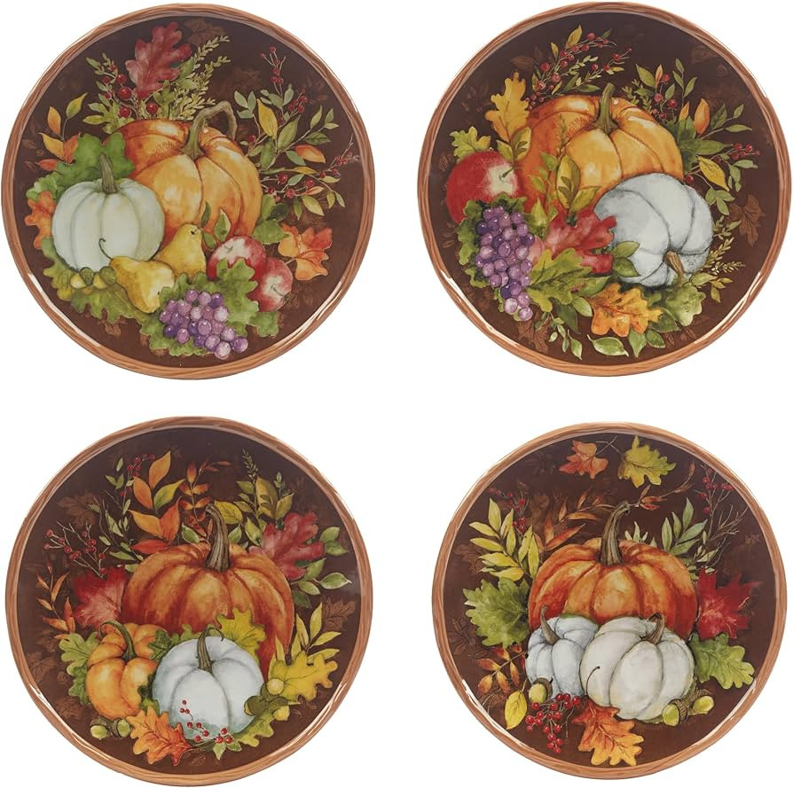 Certified International Harvest Blessings 8.5" Salad/Dessert Plate, Multicolor, Medium, Set of 4 | Amazon (US)