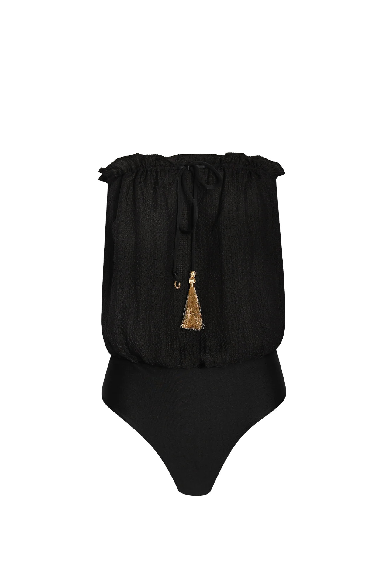 Black Bandeau Silk Swimsuit, 100% Silk Top | HANNE BLOCH | HANNE BLOCH