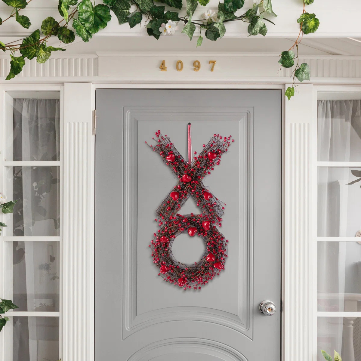 24"H Red Valentine's XO Shaped Wreath | Wayfair North America
