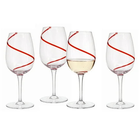 Holiday Time Red Swirl White Wine 4pack | Walmart (US)