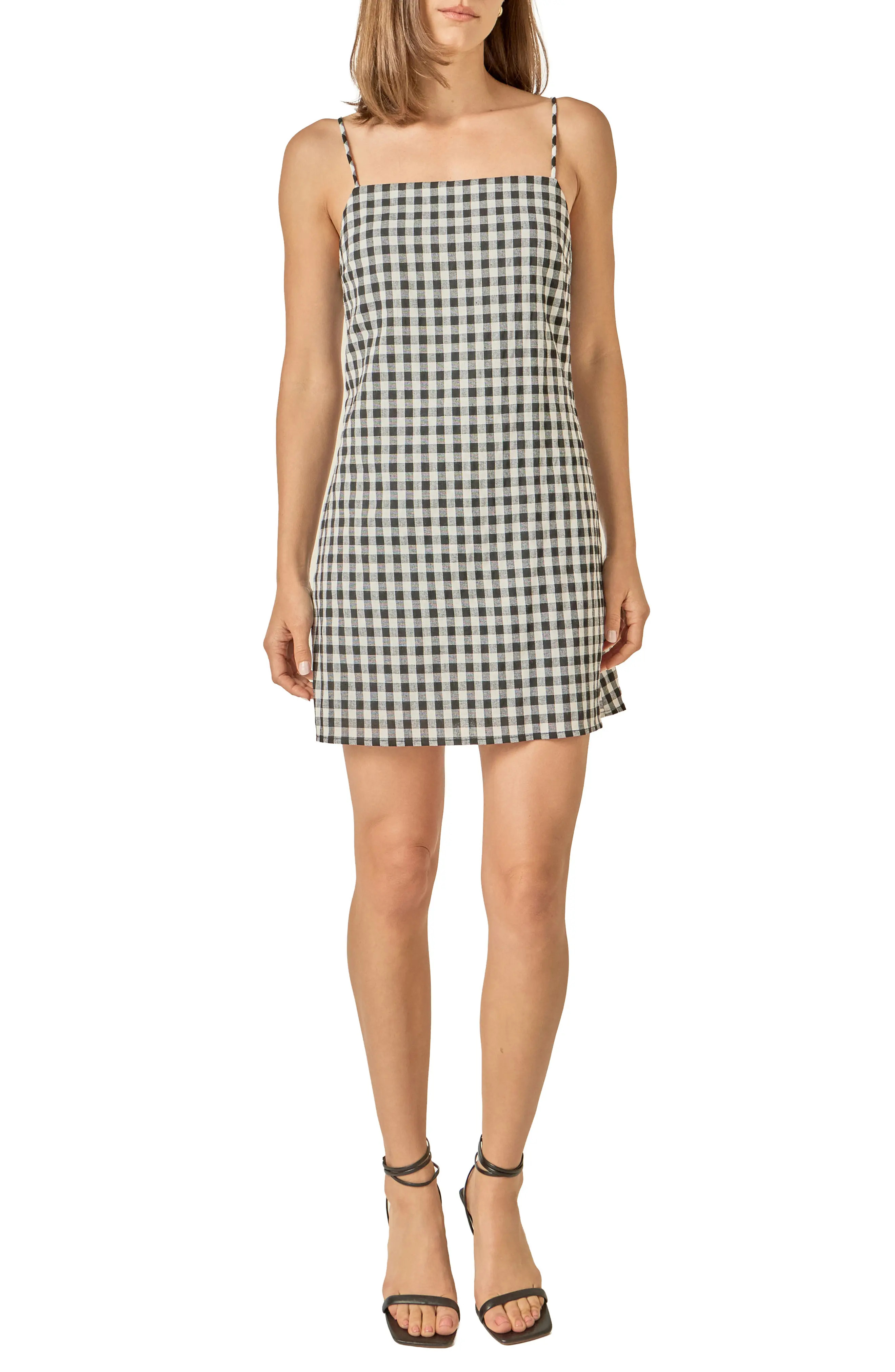 English Factory Check Sleeveless Sheath Minidress (Women) | Nordstrom | Nordstrom