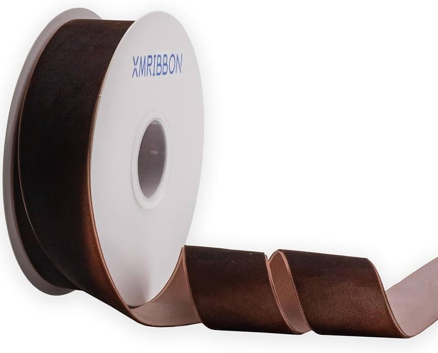 Coffee Velvet Ribbon Single Sided, 1 1/2 Inch by 10 Yards Spool (Brown) | Amazon (US)