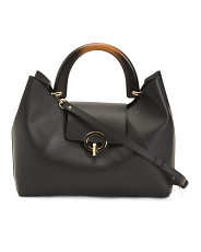 Made In Italy Leather Velvet Interior Half Moon Handle Satchel | Handbags | Marshalls | Marshalls