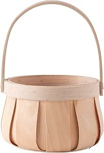 Vintiquewise Small Round Natural Woodchip Wooden Decorative Storage Basket with Handle | Amazon (US)