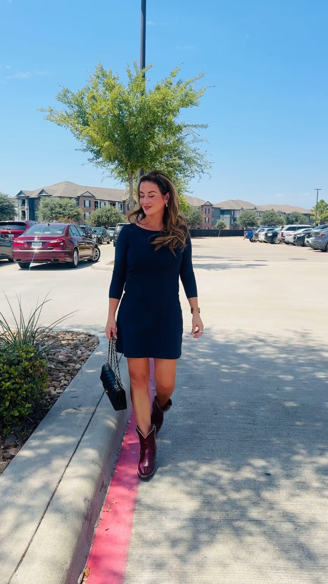Easy fall transition outfit. Navy mini dress with quarter sleeves and wearing my custom city boots.

#LTKootd #LTKmomlife #LTKOver40