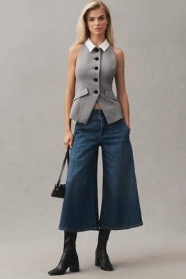 Pilcro Skirty High-Rise Crop Wide-Leg Jeans | Anthropologie (US)