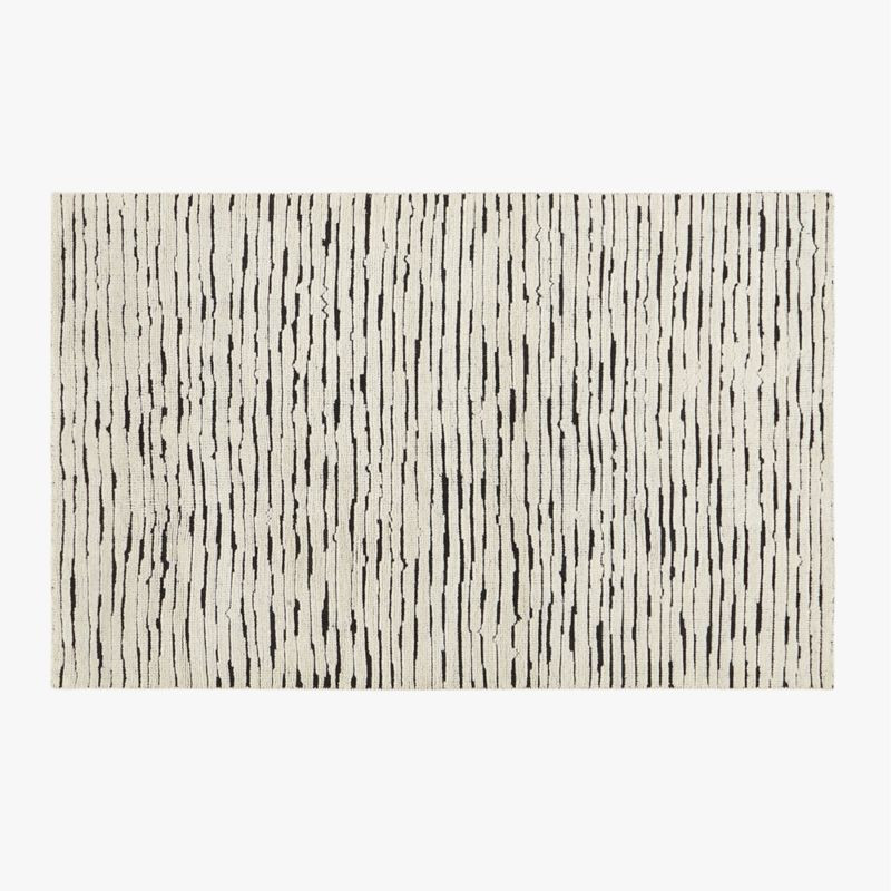 Levi Modern Handknotted New Zealand Wool Black and White Rug 5'x8' | CB2 | CB2