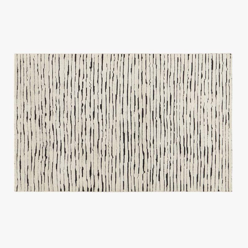 Levi Modern Handknotted New Zealand Wool Black and White Area Rug 5'x8' + Reviews | CB2 | CB2