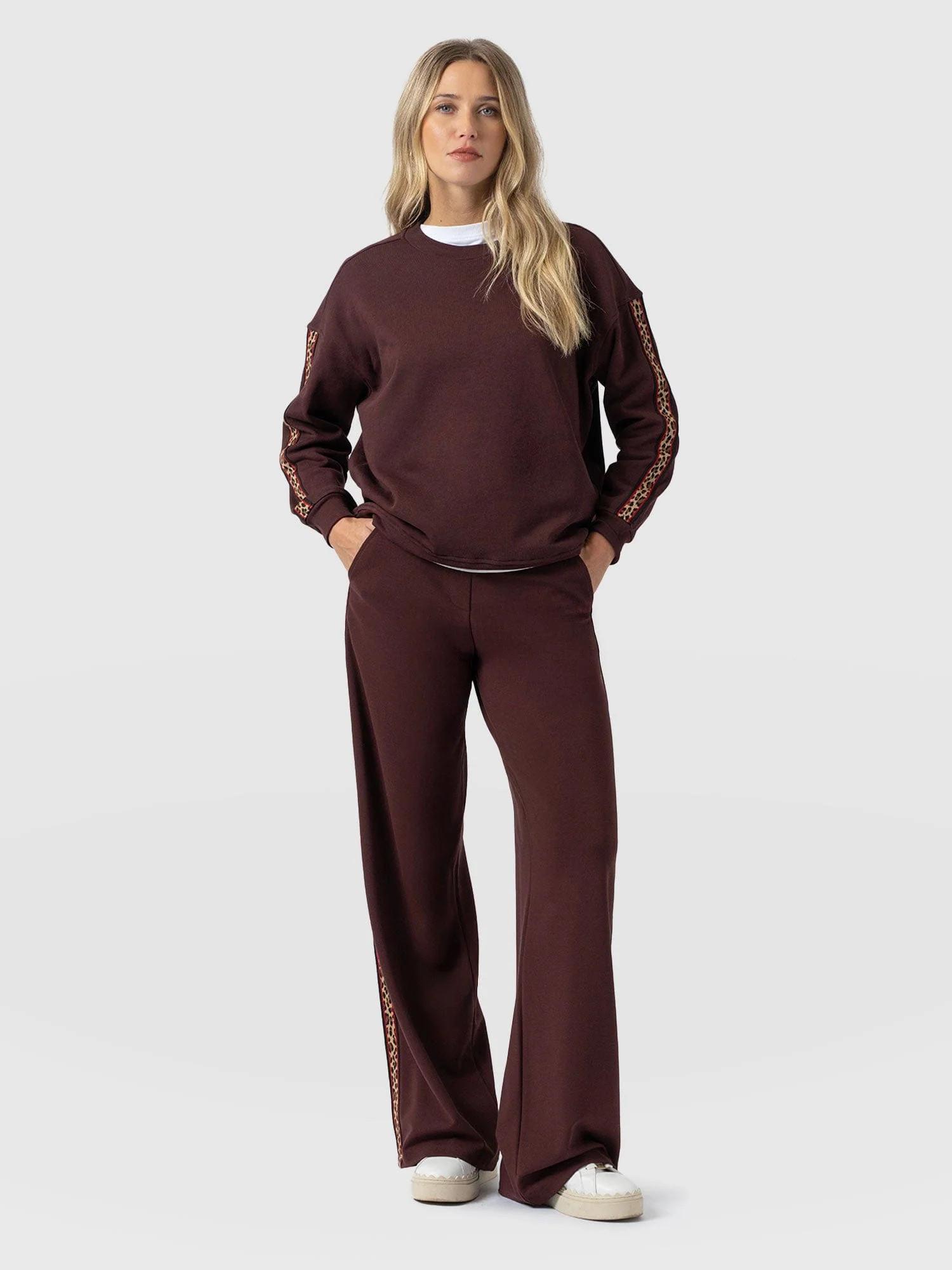 Victory Straight Leg Pant - Maroon - Leopard | Saint + Sofia