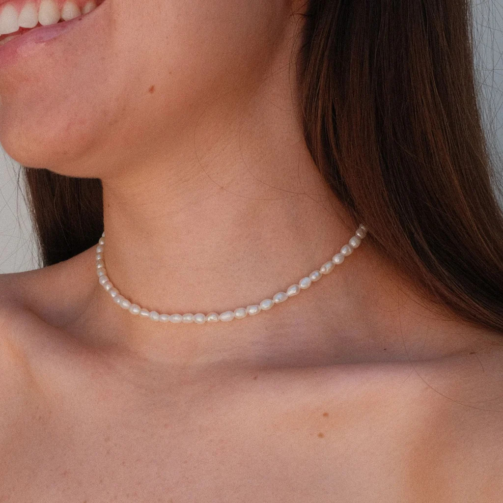 Rice Pearl Choker | Nickel and Suede