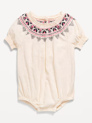 Textured Dobby Embroidered One-Piece Romper for Baby | Old Navy (US)