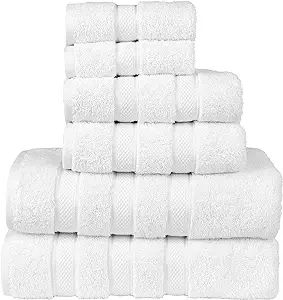 Melatolia, Luxury White Bathroom Towel Set: 6 Piece Turkish Cotton Towels, 600 GSM, Double stitch... | Amazon (US)