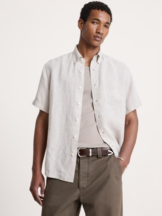 Standard-Fit Linen Short-Sleeve Shirt | Banana Republic (US)
