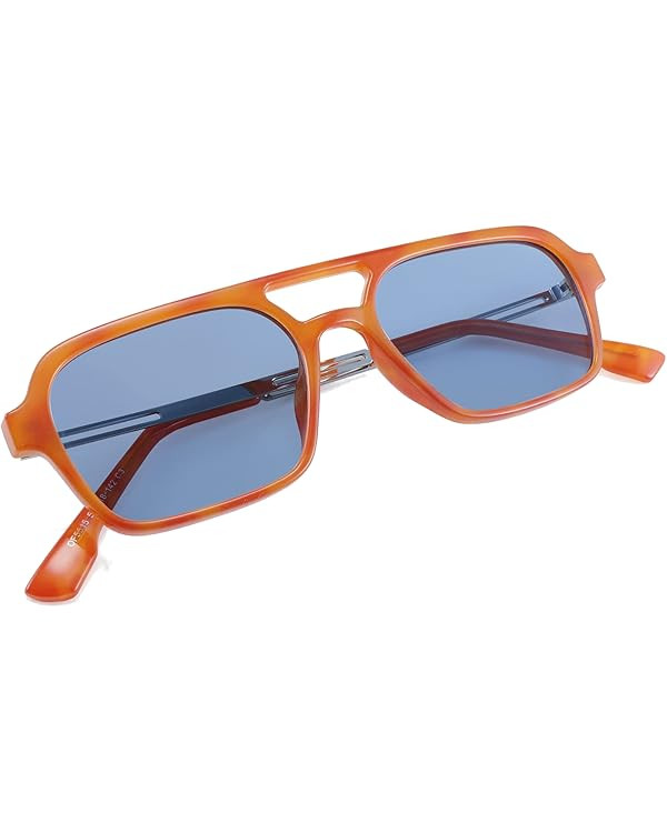 FEISEDY Vintage Square 70s Flat Aviator Sunglasses Women Men Metal Design Shades B2752 | Amazon (US)