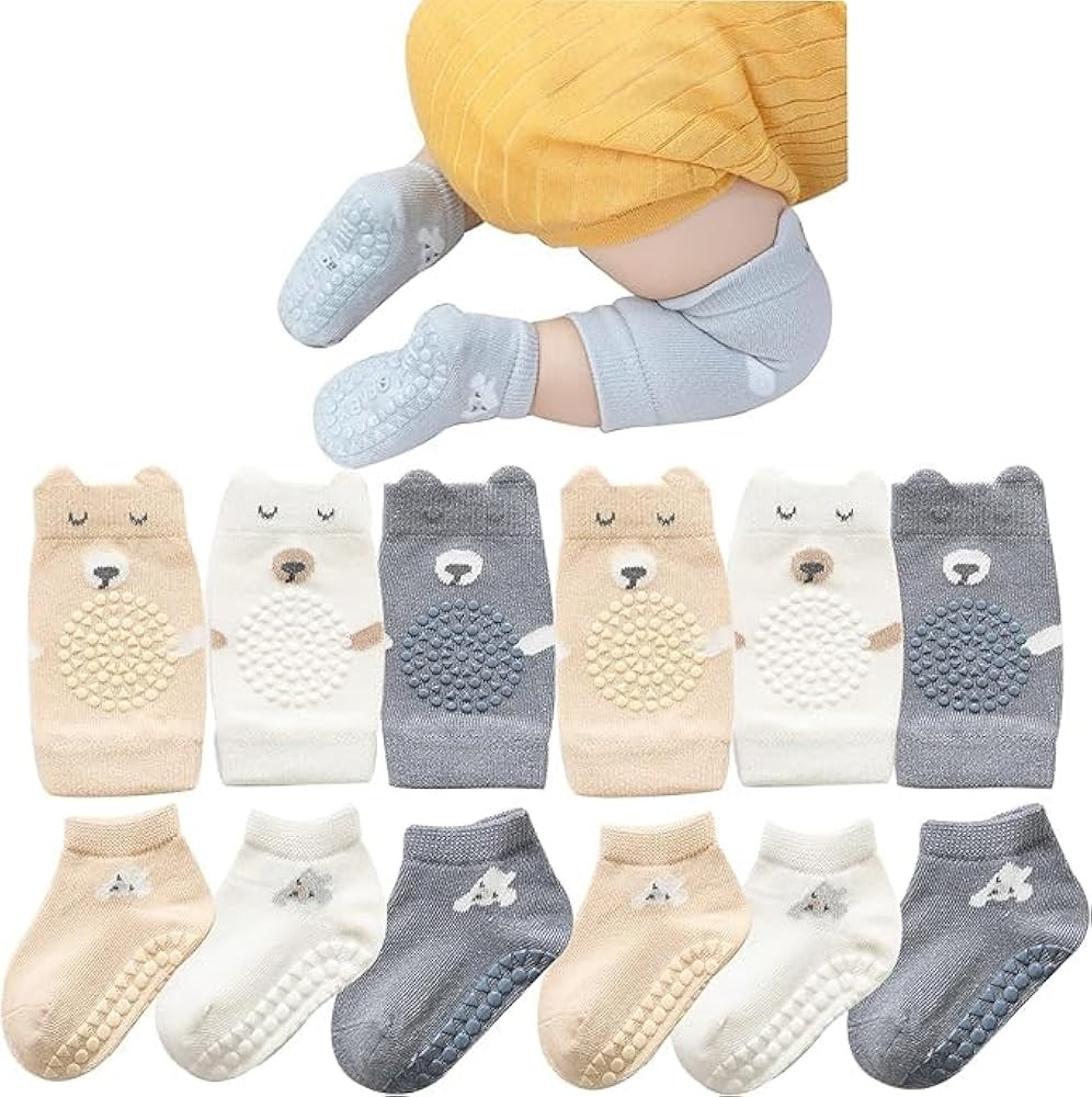 Unisex Baby Crawling Anti-Slip Knee Pads and Socks,Save Baby Knee and Ankle | Amazon (US)