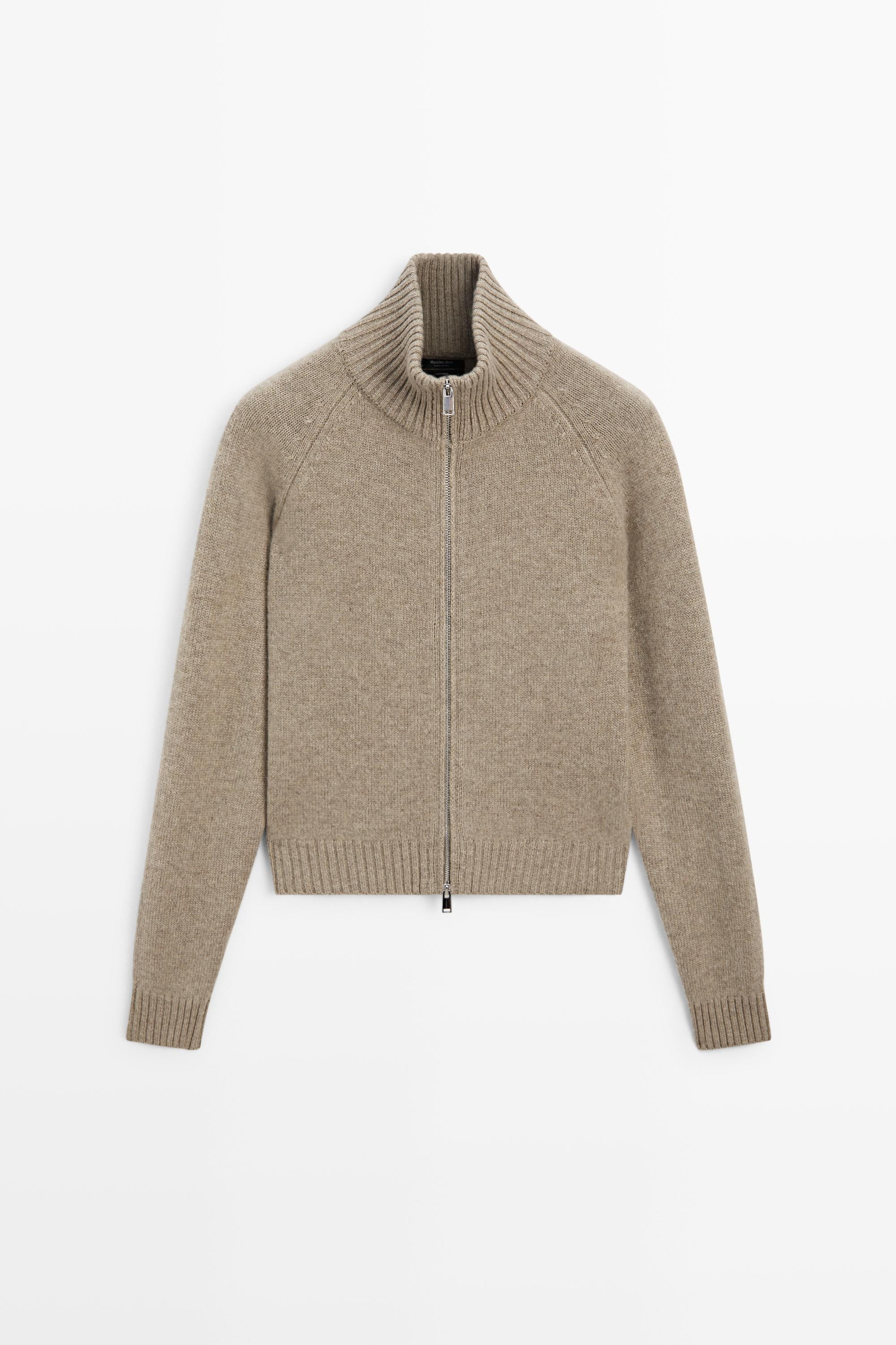 100% cashmere zip knit cardigan | Massimo Dutti US