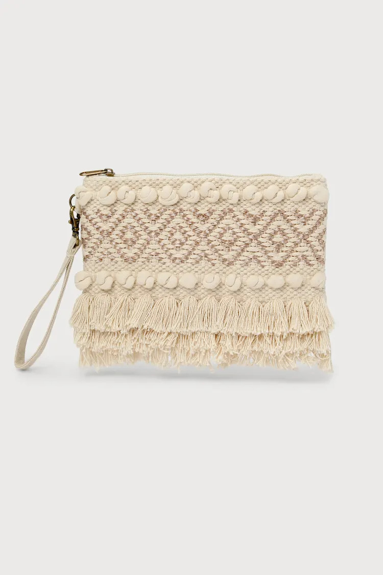 Boho Wishes Ivory Woven Fringe Clutch | Lulus (US)