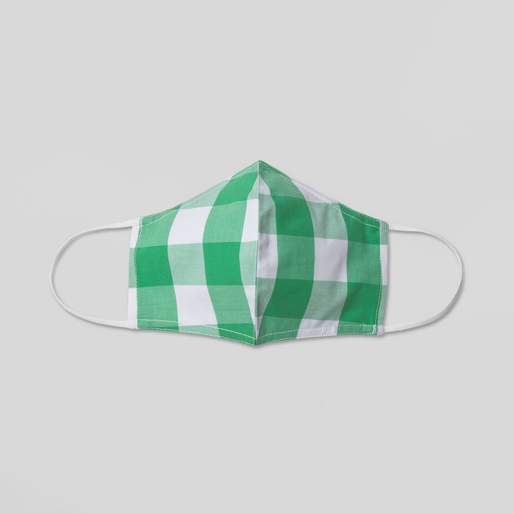 Women's Gingham Print Mask - Who What Wear Green L/XL | Target